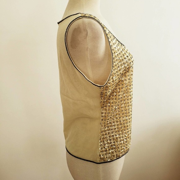 Sequined Shift Top by Escada. Gold & Grey / Tagged Large - Picture 5 of 8